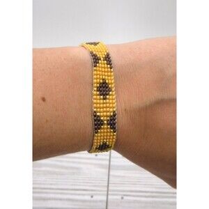 Loom Beaded Bracelet Tan & Brown